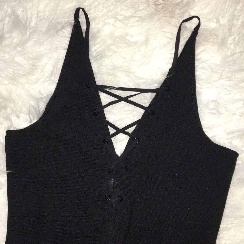 Express Black Lace Up Bodysuit